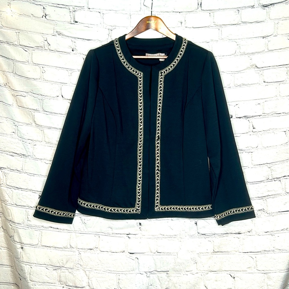 Chico’s Black Twist Camino Jacket Coat Size 14